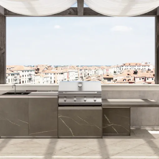 Cucina Design con isola in gres Loggia Out Venezia 2|1 di Zampieri Cucine
