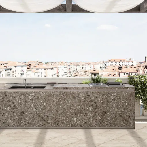 Cucina Design con isola Loggia Out Venezia 2|3 in gres di Zampieri Cucine