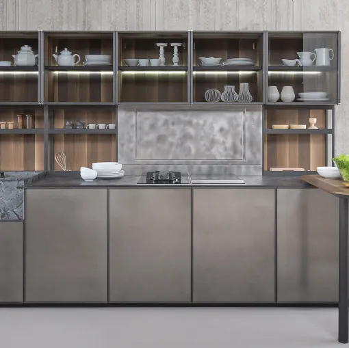 Cucina Design con isola XP 02 in vetro acidato di Zampieri Cucine