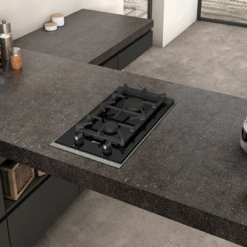 Domino piano cottura a gas 30 cm con due fuochi in Vetroceramica Nero di NEFF