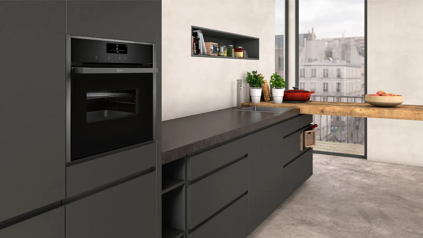 Forno compatto combinato con microonde da incasso di NEFF