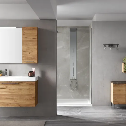 Mobile da Bagno sospeso in melaminico Rovere Cortina 46 08 di Arcom