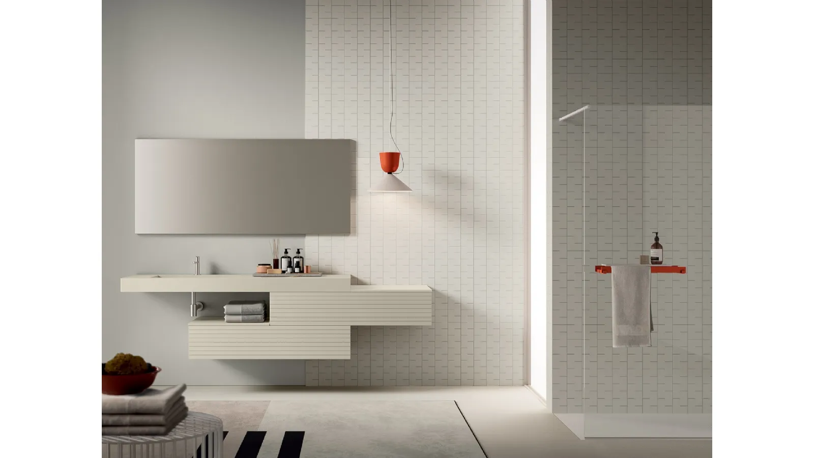 Mobile da Bagno Filo+ Push & Handle Creta opaco di Artesi