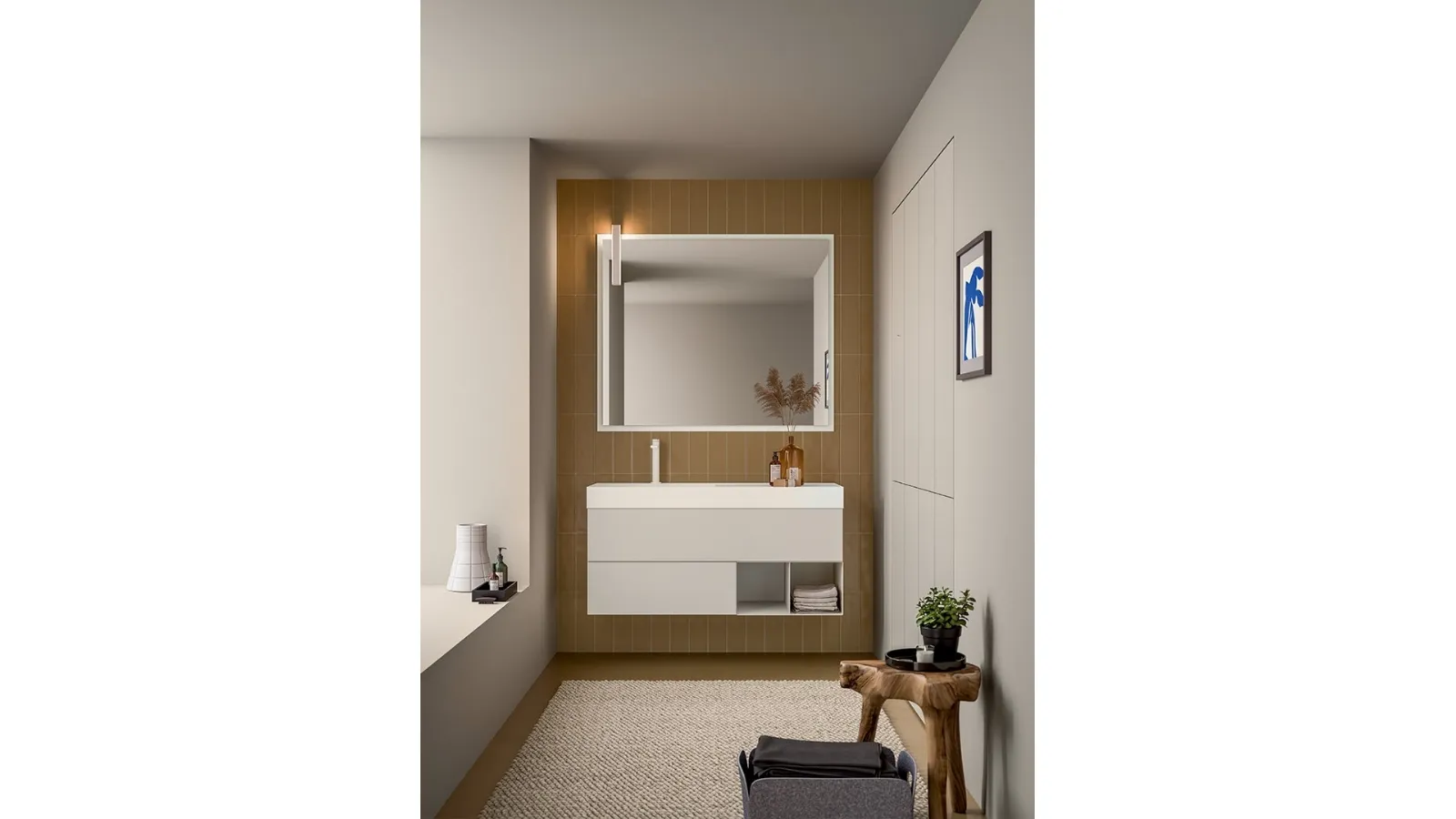 Mobile da Bagno Filo+ Push & Handle Creta opaco di Artesi