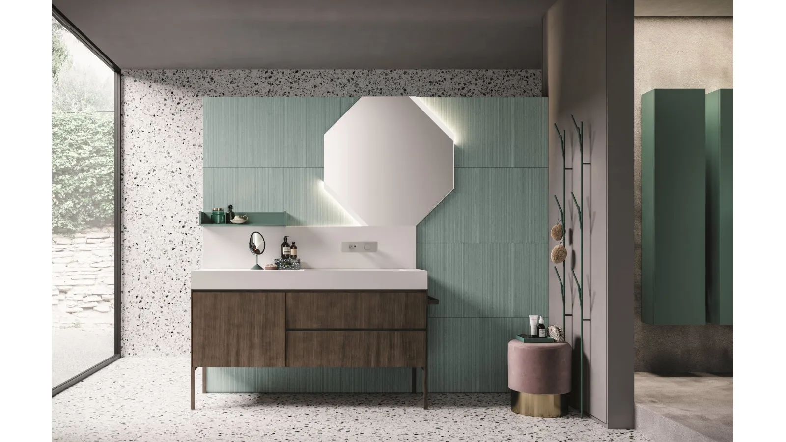 Mobile da Bagno da terra in laccato metal titanio con gambe in metallo Calix XL 12 di Novello