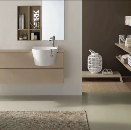 Mobile da Bagno sospeso in rovere ecru Canestro 15 di Novello