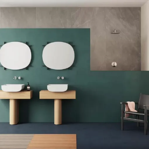 Mobile da Bagno a terra in rovere e laccato Charlotte 01 di Azzurra Ceramica