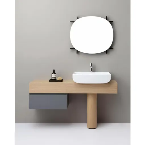 Mobile da Bagno a terra in rovere e laccato Charlotte 02 di Azzurra Ceramica