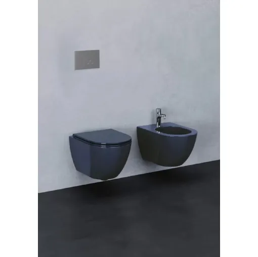 Sanitari sospesi in ceramica blu Comoda 03 di Azzurra Ceramica