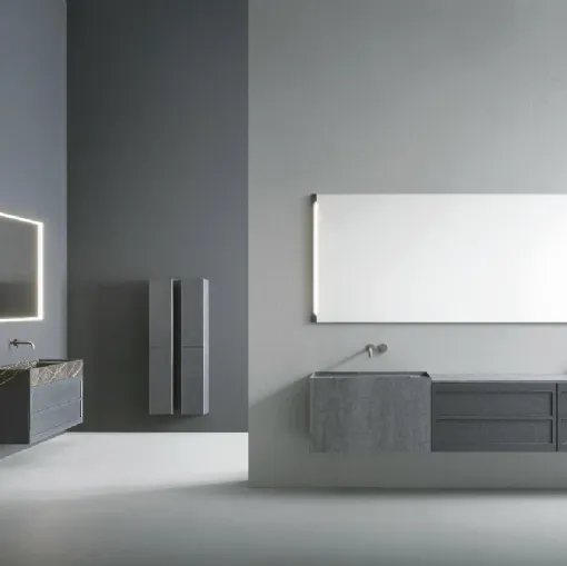 Mobile da Bagno sospeso Craft 02 in rovere grigio grafite di Novello
