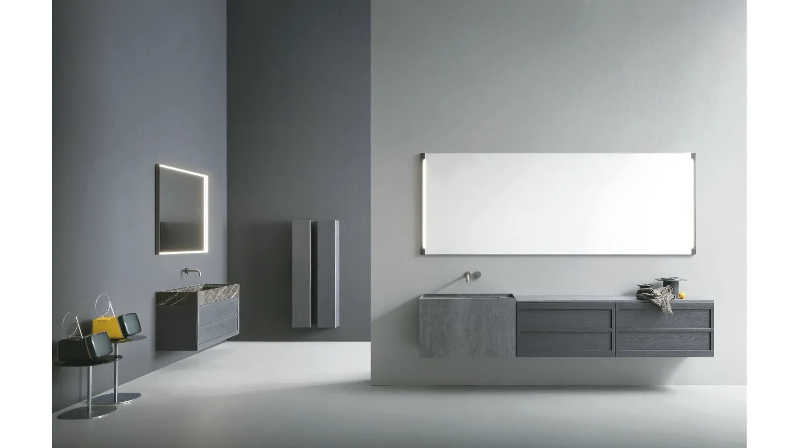 Mobile da Bagno sospeso Craft 02 in rovere grigio grafite di Novello