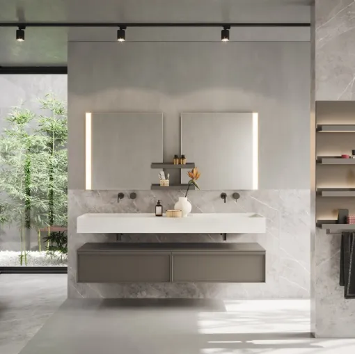 Mobile da Bagno sospeso in laccato piombo opaco D'Art 03 di Novello