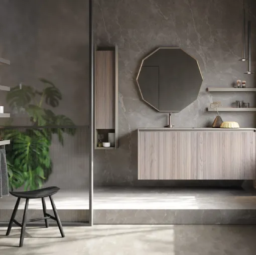 Mobile da Bagno sospeso in rovere e laccato D'art 01 di Novello