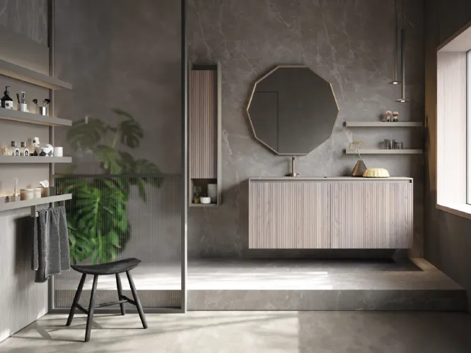 Mobile da Bagno sospeso in rovere e laccato D'art 01 di Novello