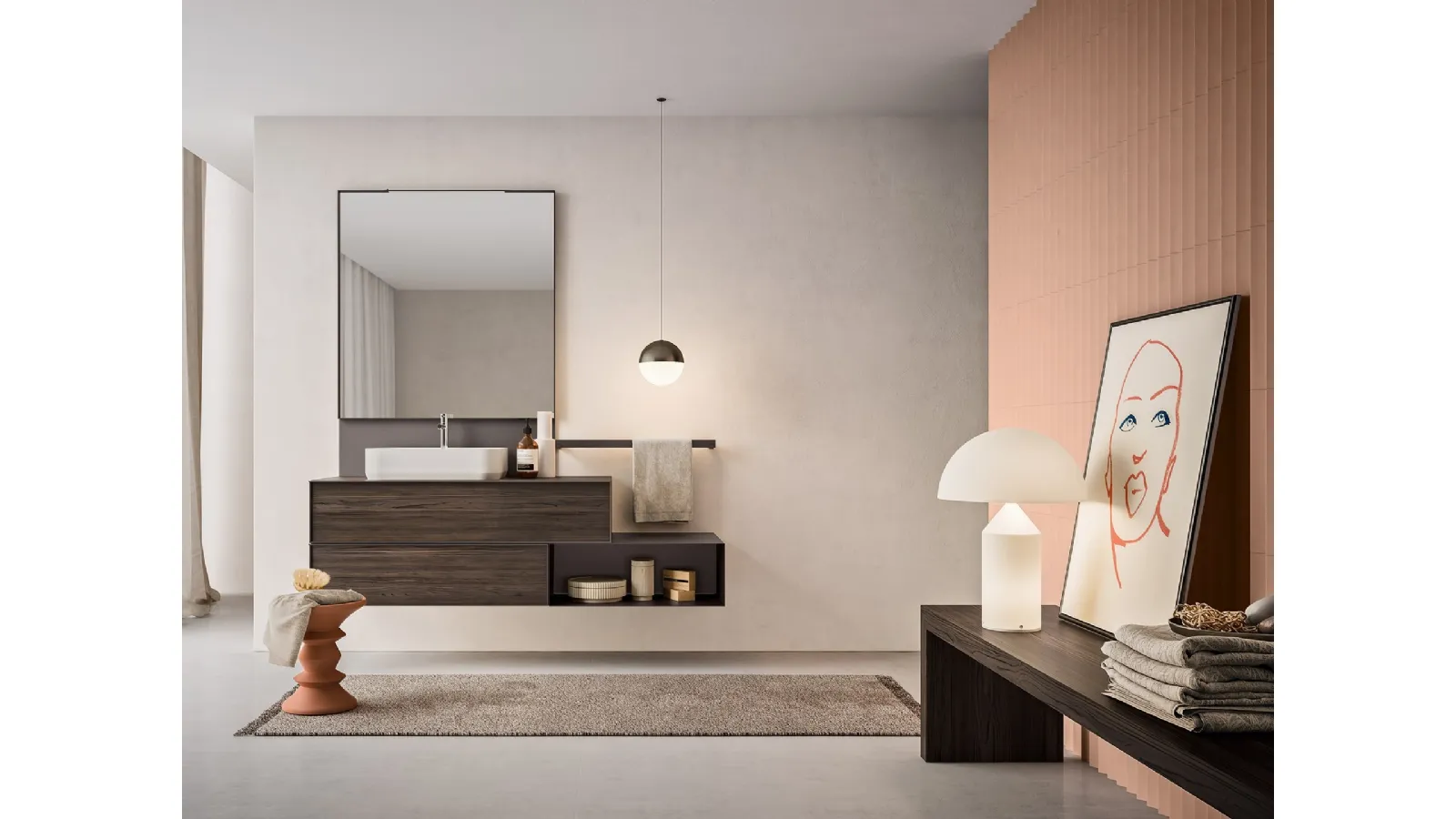 Mobile da Bagno Dress Geowood Moka e Piombo di Artesi