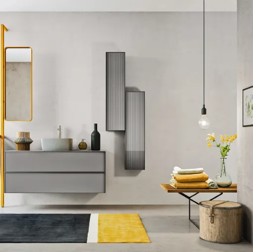 Mobile da Bagno Dress grigio Cenere opaco Girasole di Artesi