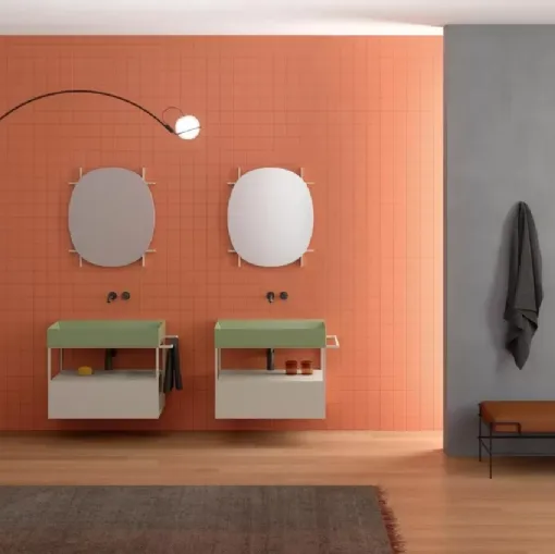 Mobile da Bagno in legno laccato e metallo Elegance Croma 01 di Azzurra Ceramica