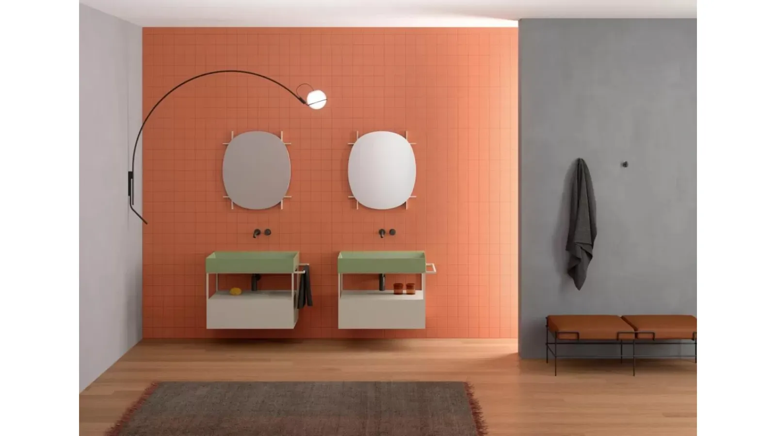 Mobile da Bagno in legno laccato e metallo Elegance Croma 01 di Azzurra Ceramica