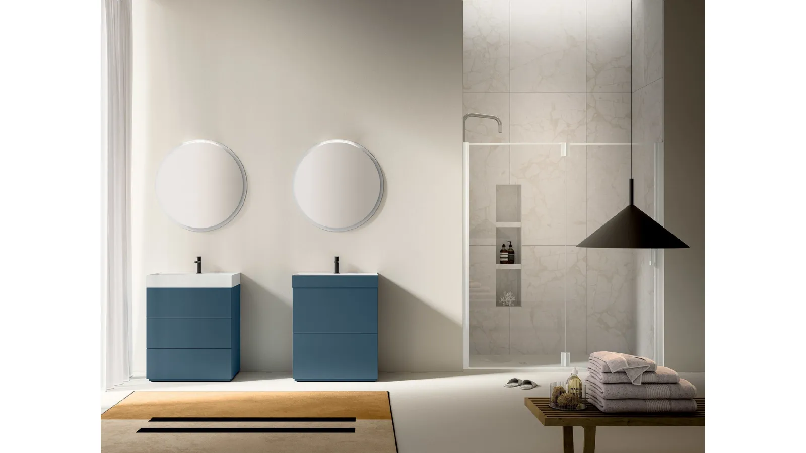 Mobile da Bagno Filo+ Push & Handle Blu Cobalto di Artesi