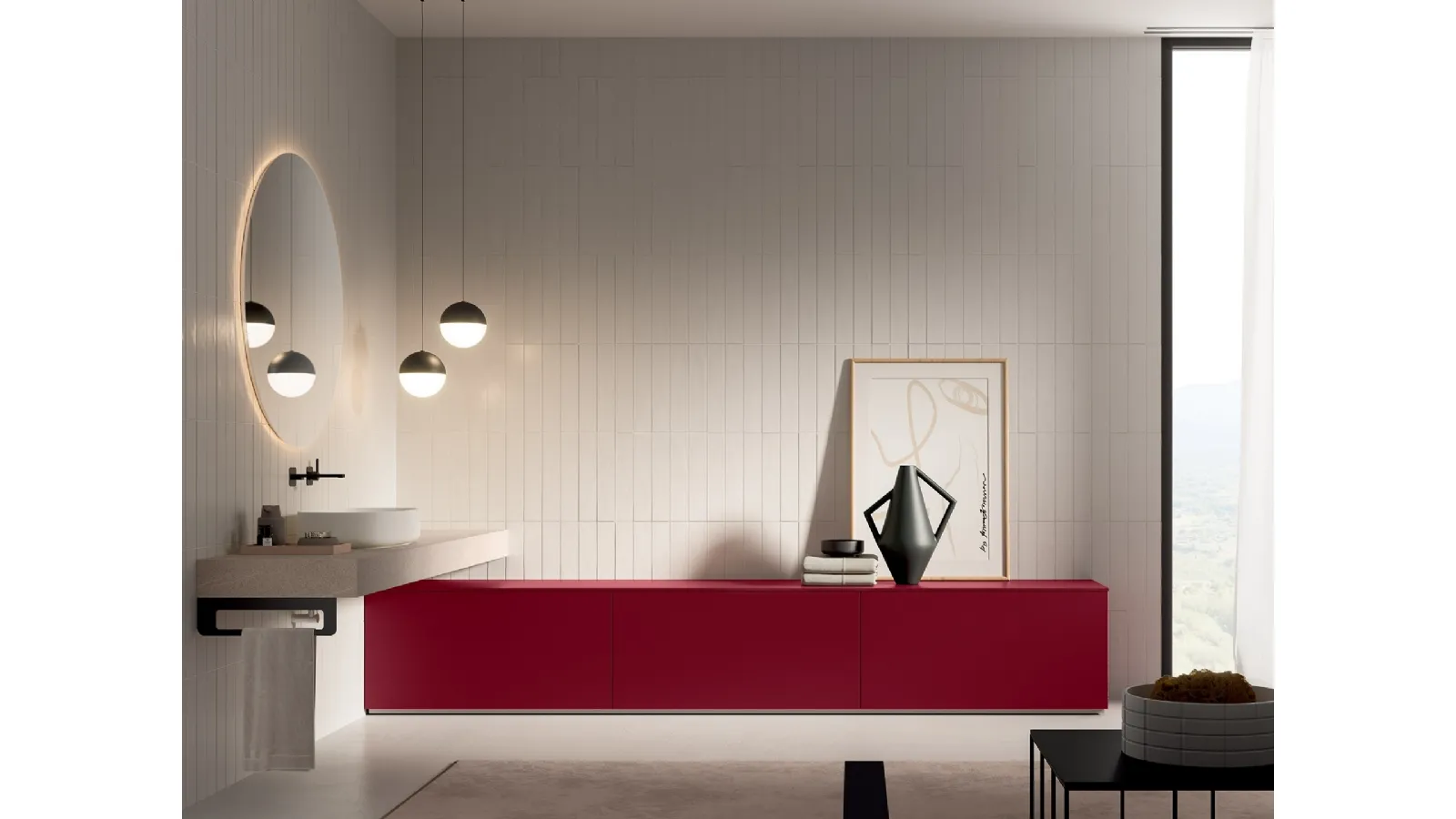 Mobile da Bagno Filo+ Push & Handle Bordeux di Artesi