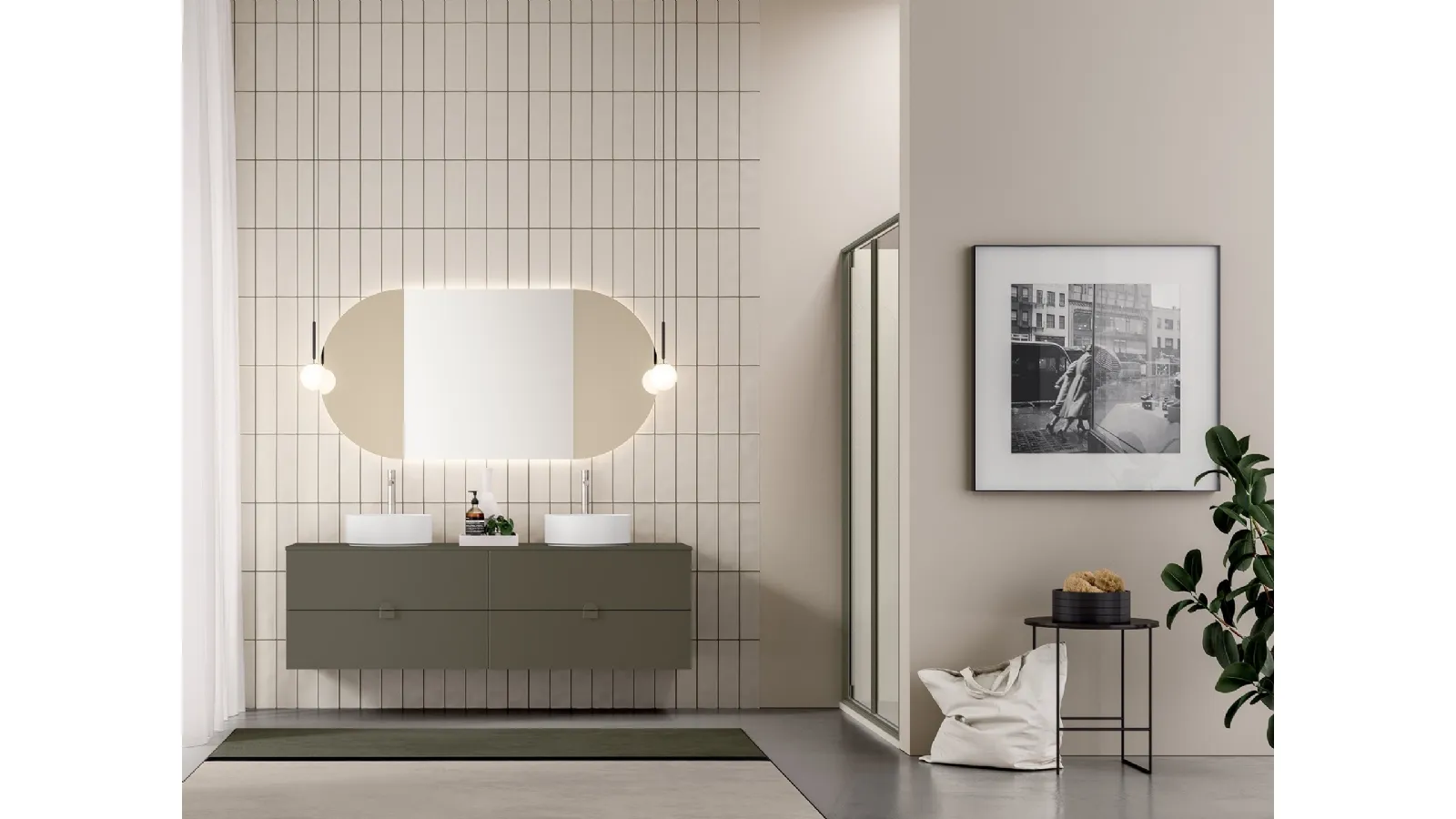 Mobile da Bagno Filo+ Push & Handle Fango di Artesi