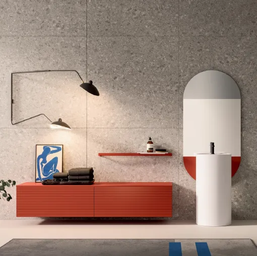 Mobile da Bagno Filo+ Push & Handle Mattone opaco di Artesi