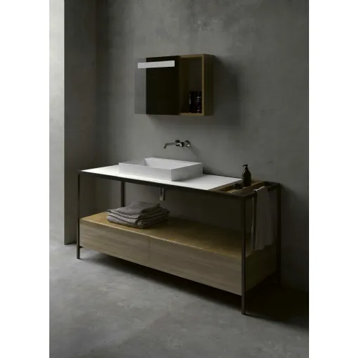 Mobile Bagno da appoggio in legno e ferro Hang&Stand 08 di Azzurra Ceramica
