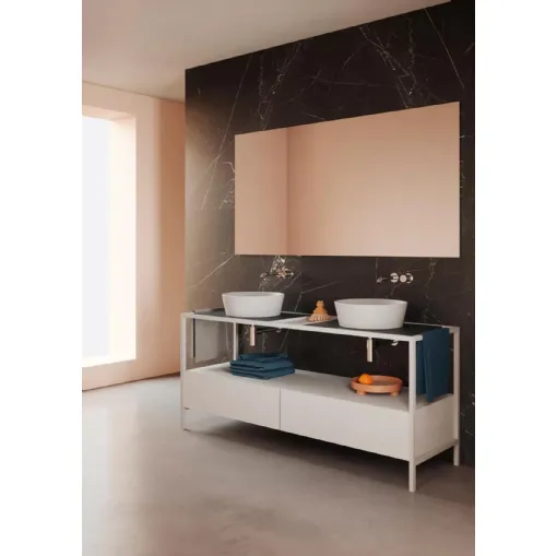 Mobile da Bagno a terra con doppio lavabo Hang Stand 09 di Azzurra Ceramica