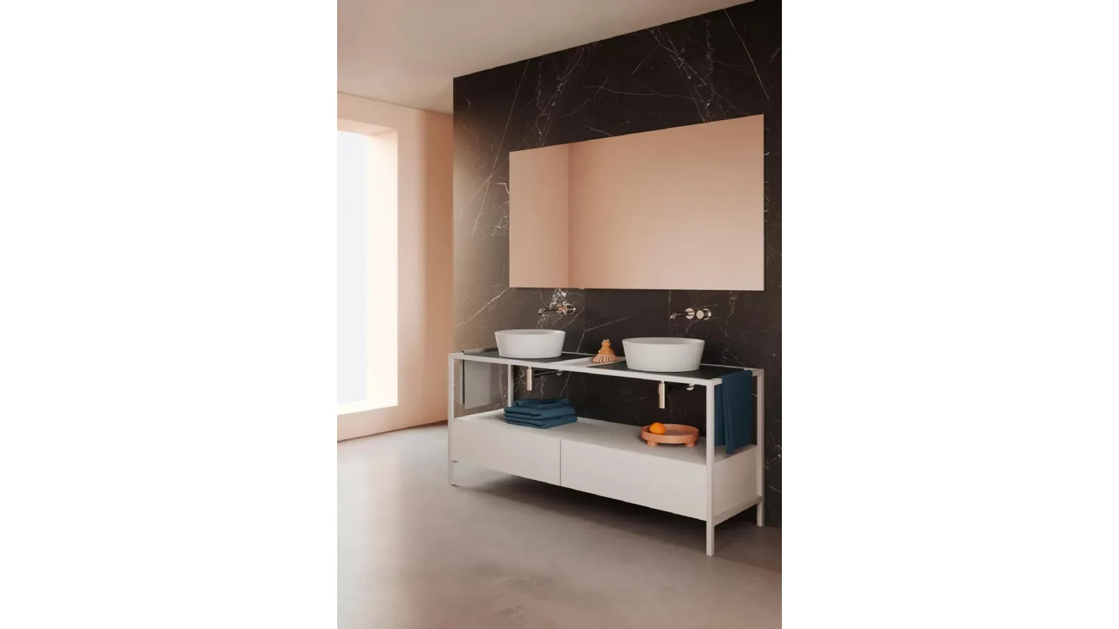 Mobile da Bagno a terra con doppio lavabo Hang Stand 09 di Azzurra Ceramica