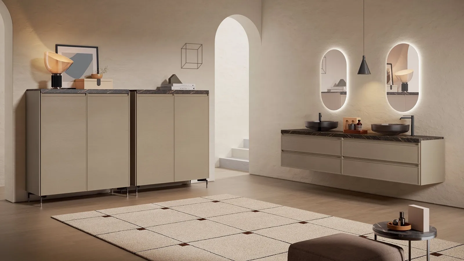 Mobile da Bagno Heritage Rovere laccato Cappuccino di Artesi