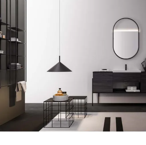 Mobile da Bagno Industrial 06 Urban Contrast in melaminico Paulownia Nero con base in metallo di Ardeco