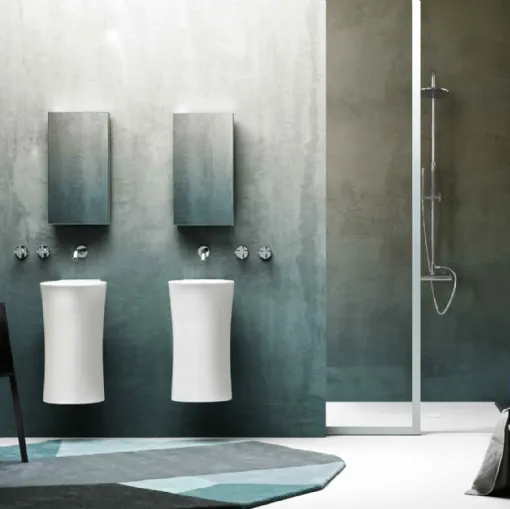 Arredo Bagno Nativo 01 ispirato alle forme della natura con lavabi che ricordano dei tronchi d'albero di Azzurra Ceramica