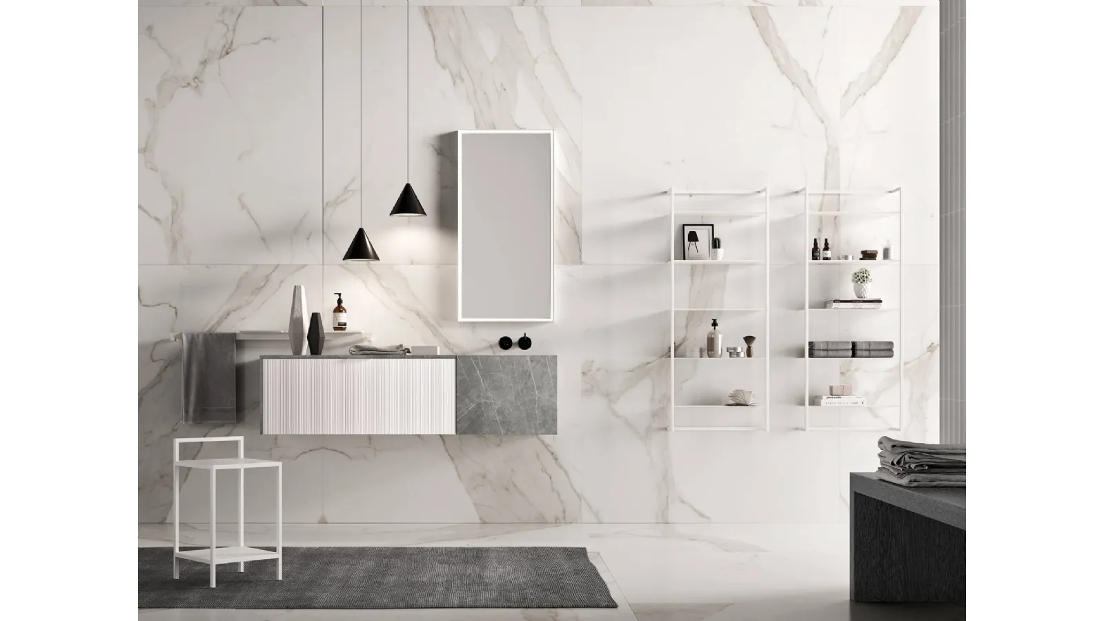 Mobile da Bagno Petra Bianco e gres di Artesi