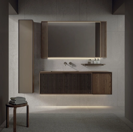 Mobile da Bagno sospeso Quari New 03 in rovere di Novello