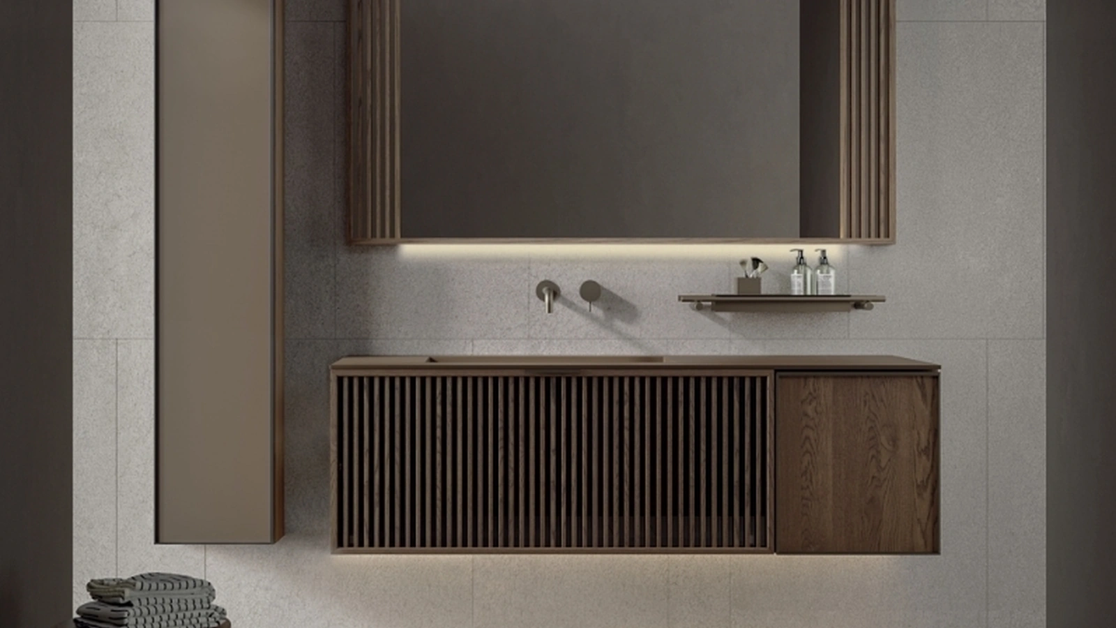 Mobile da Bagno sospeso Quari New 03 in rovere di Novello