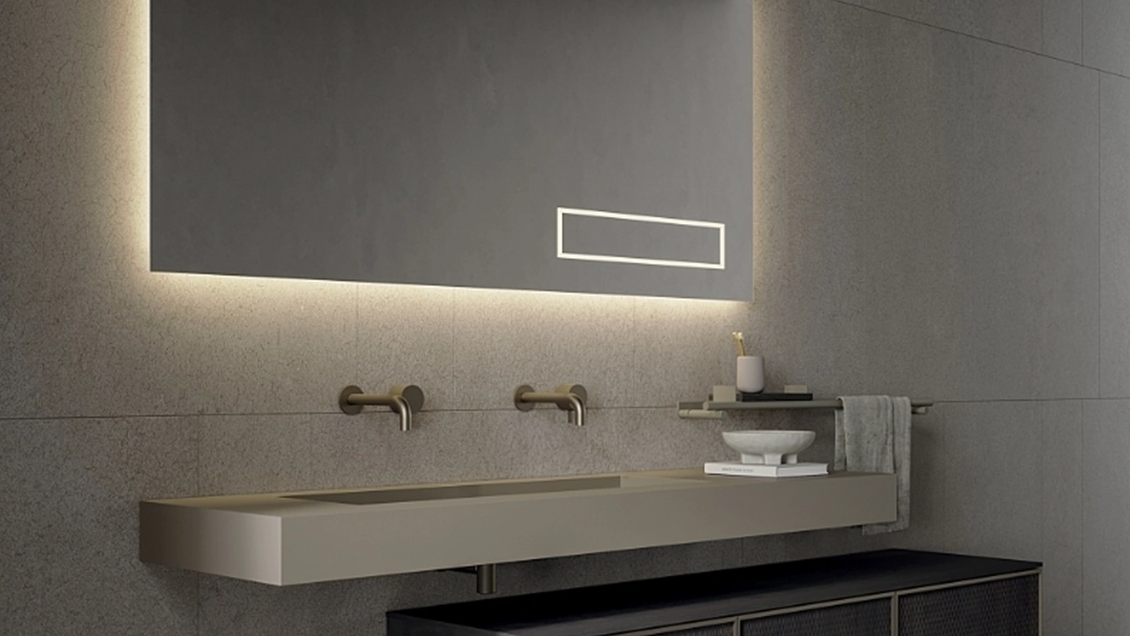 Mobile da Bagno sospeso Quari New 05 in rovere fumo di Novello