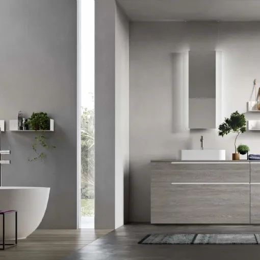 Mobile da Bagno a terra Start Line 04 in melaminico Sablè Grey di Ardeco