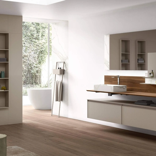 Mobile da Bagno sospeso Shape 32 in vetro laccato di Arcom