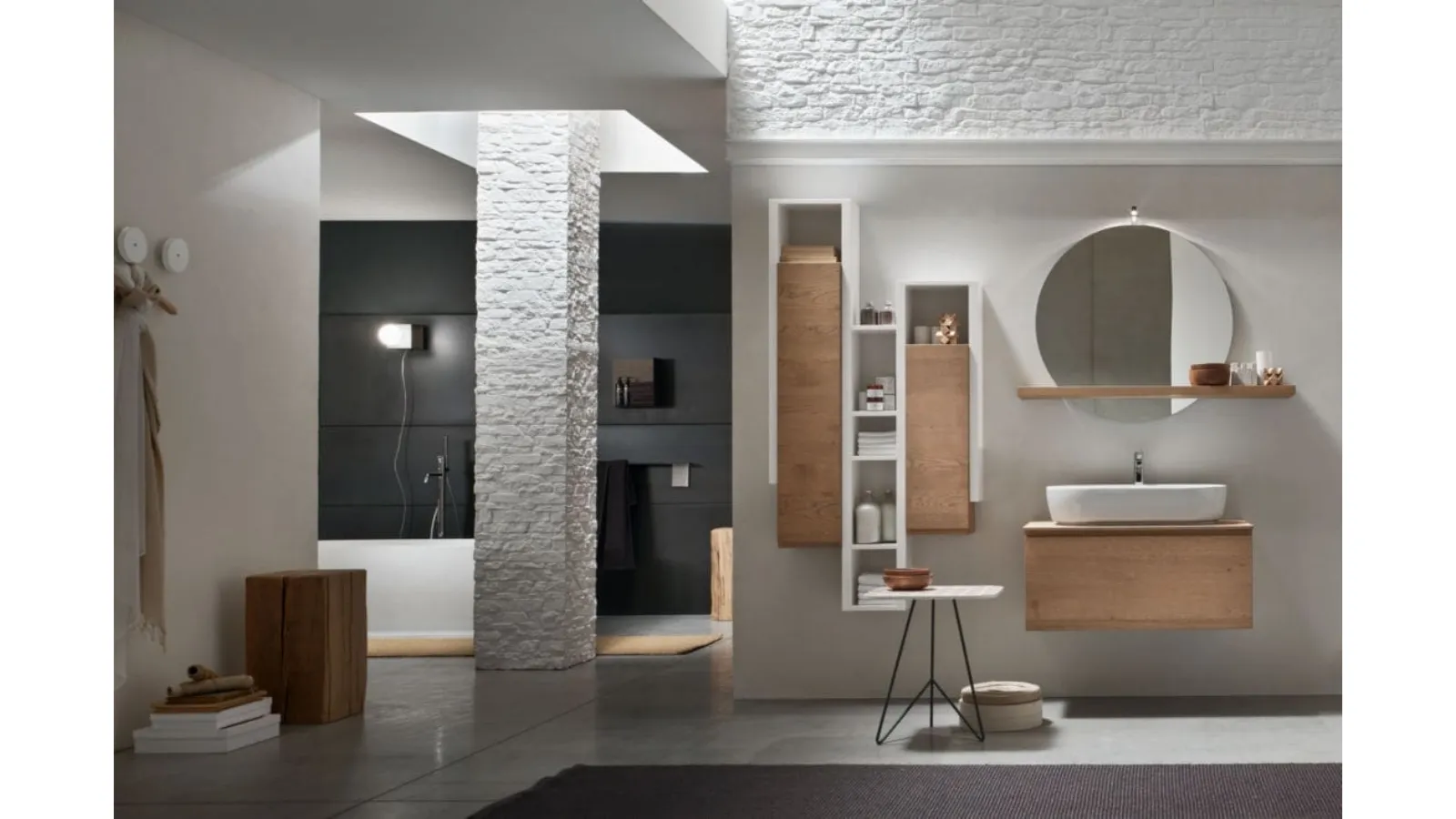 Mobile da Bagno sospeso in rovere naturale Soul 01 di Arcom