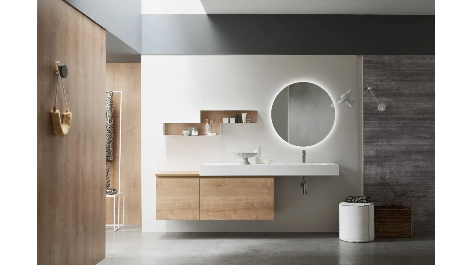 Mobile da Bagno sospeso in Rovere naturale Soul 69e di Arcom