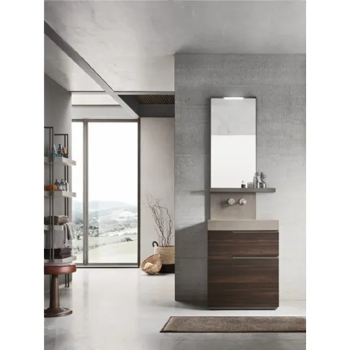 Mobile da Bagno in melaminico Termocotto con top e schienale integrato in gres Start Line 01 di Ardeco