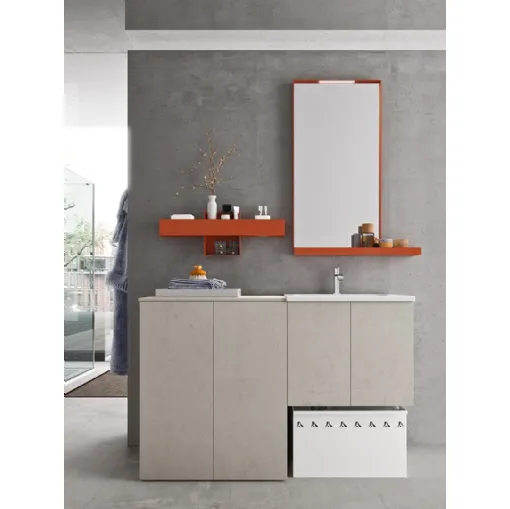 Mobile da Bagno per lavanderia Start Wash 03 in melaminico Trama Grigio di Ardeco