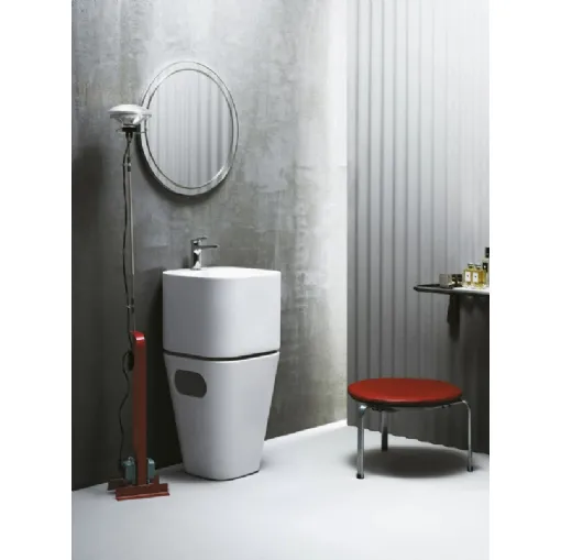 Lavabo Tandem 01 in ceramica con cesto contenitore di Azzurra Ceramica