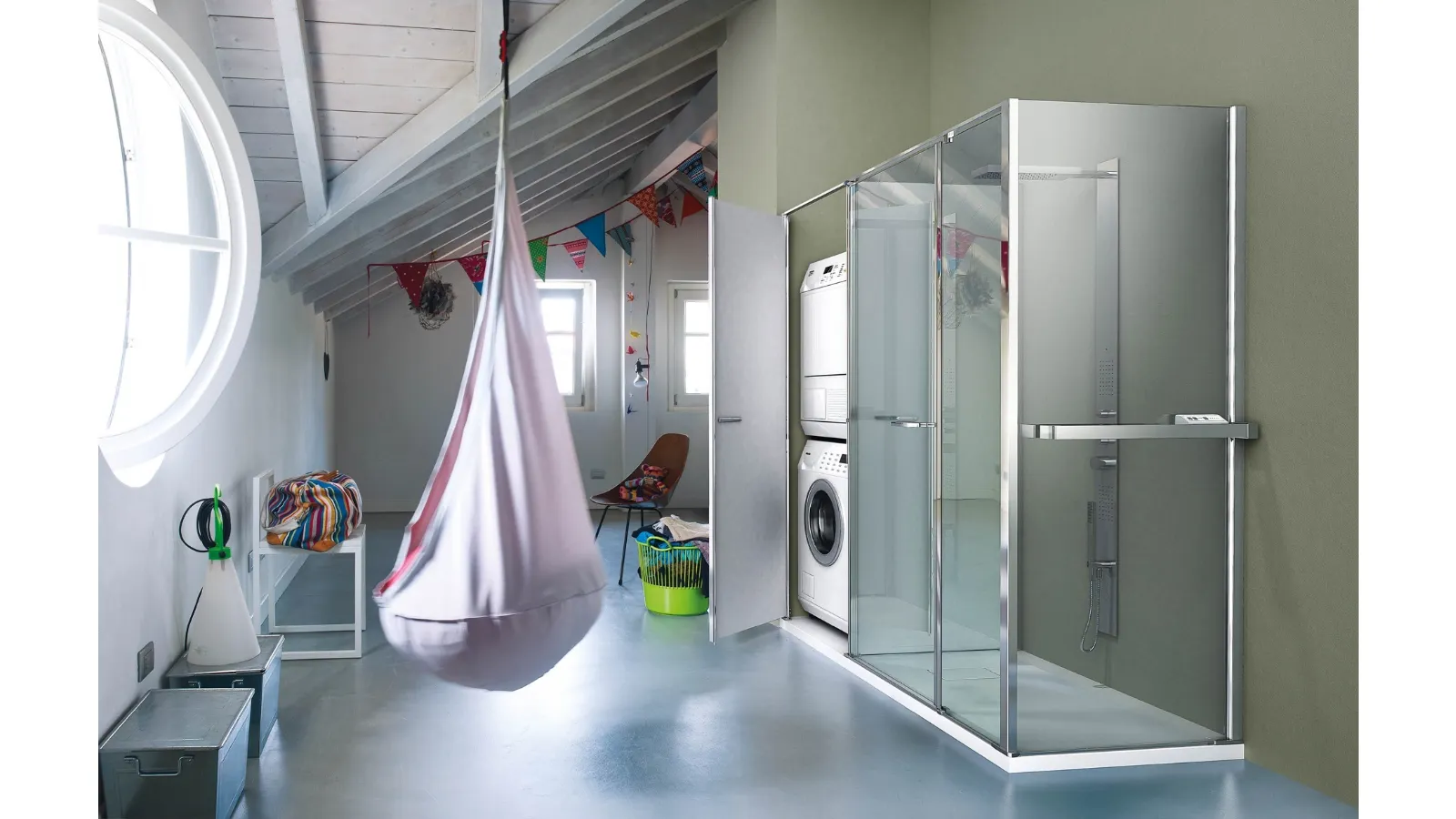 Box Doccia con vano lavatrice Twin di Vismaravetro