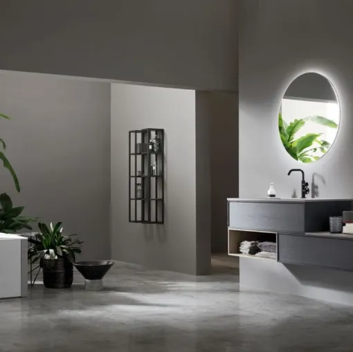 Mobile da Bagno sospeso in Frassino Grigio ombra Vanity 11 di Arcom