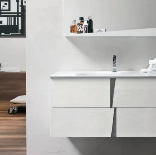Mobile da Bagno Wector in melaminico Olmo Gesso e HPL Cemento 14 di Ardeco