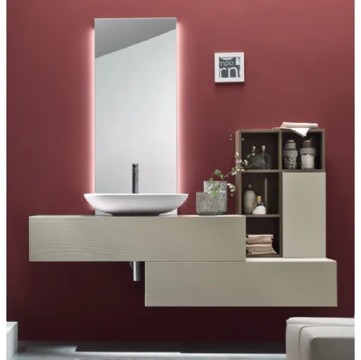 Mobile da Bagno sospeso in melaminico Olmo Corda Wind 42 di Ardeco