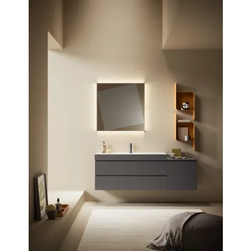 Mobile da Bagno sospeso Yang 03 in laccato Piombo opaco di Ardeco
