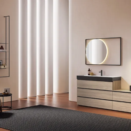 Mobile da Bagno a terra Yang 06 in melaminico Noce Miele di Ardeco