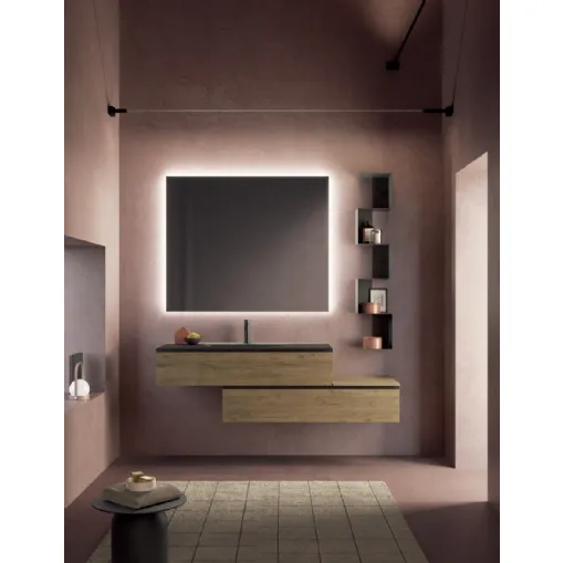 Mobile da Bagno Yang 11 in melaminico Nodato Miele di Ardeco